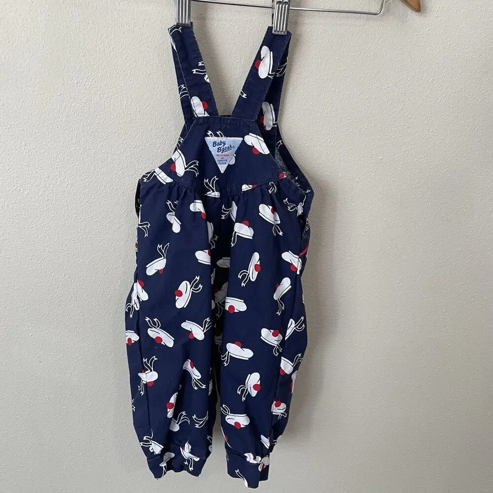 Vintage Oshkosh B'Gosh Beret Hat Baby Overalls Made USA Size 12 Months Vestbak